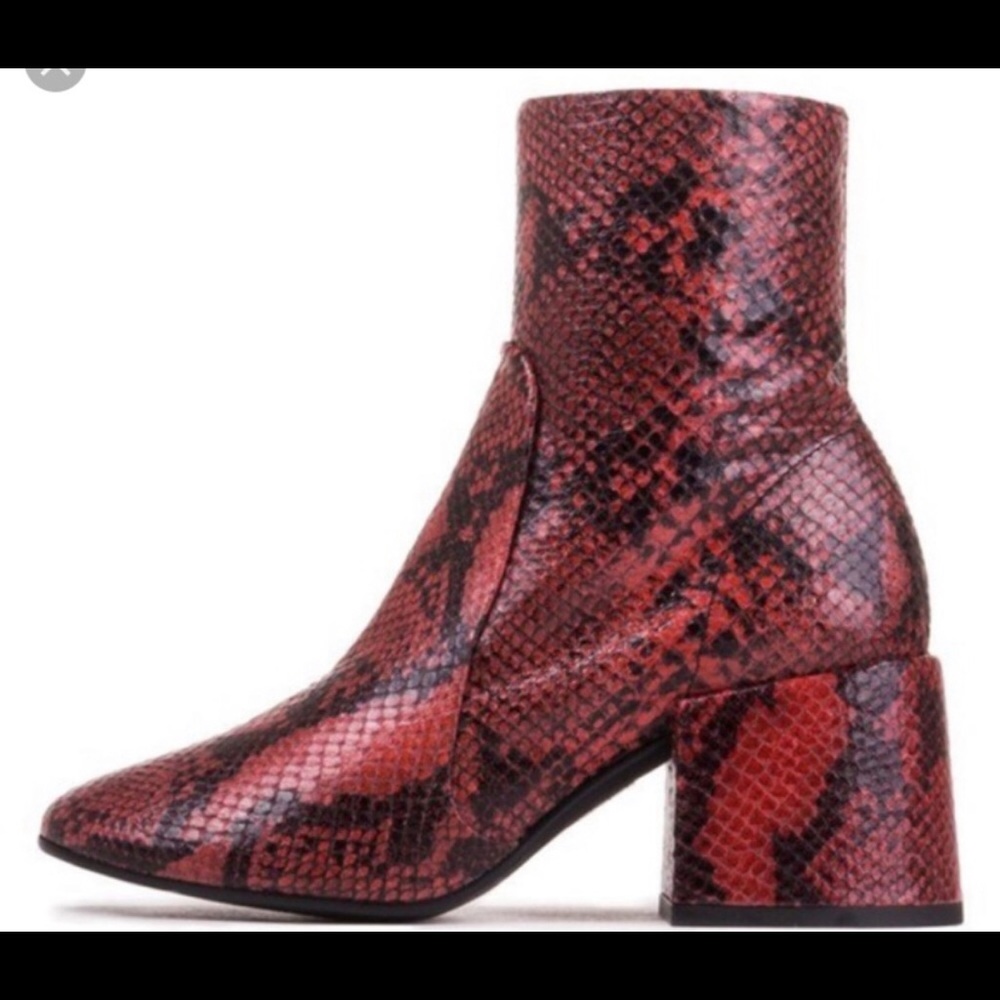 Red Snakeskin  bootie. Worn twice.